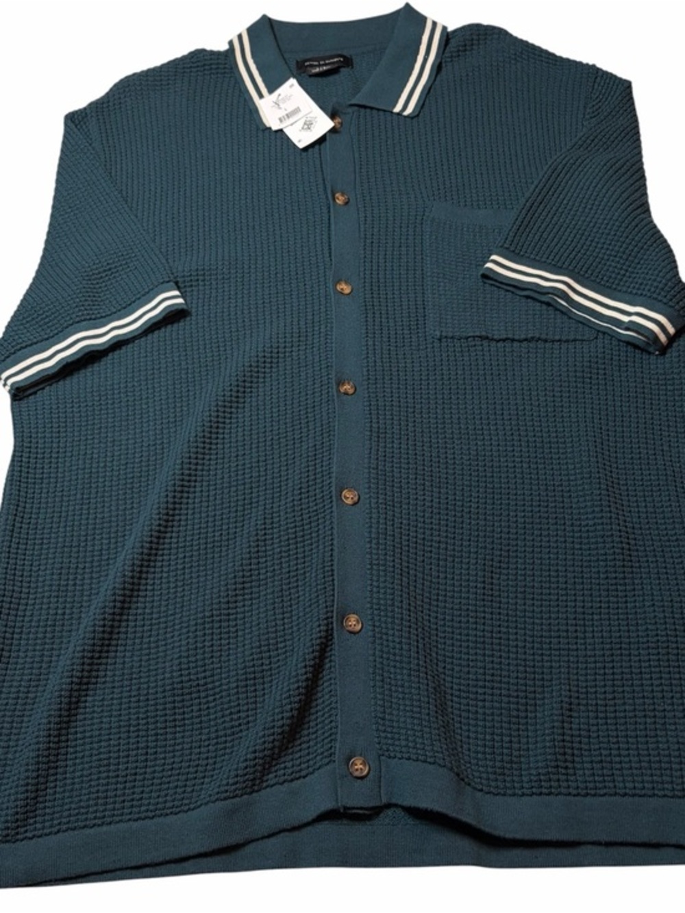NWT Cotton On Pablo Textured Short Sleeve Teal button down size L